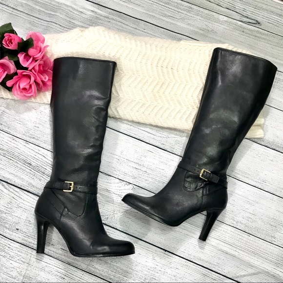 ralph lauren black knee high boots